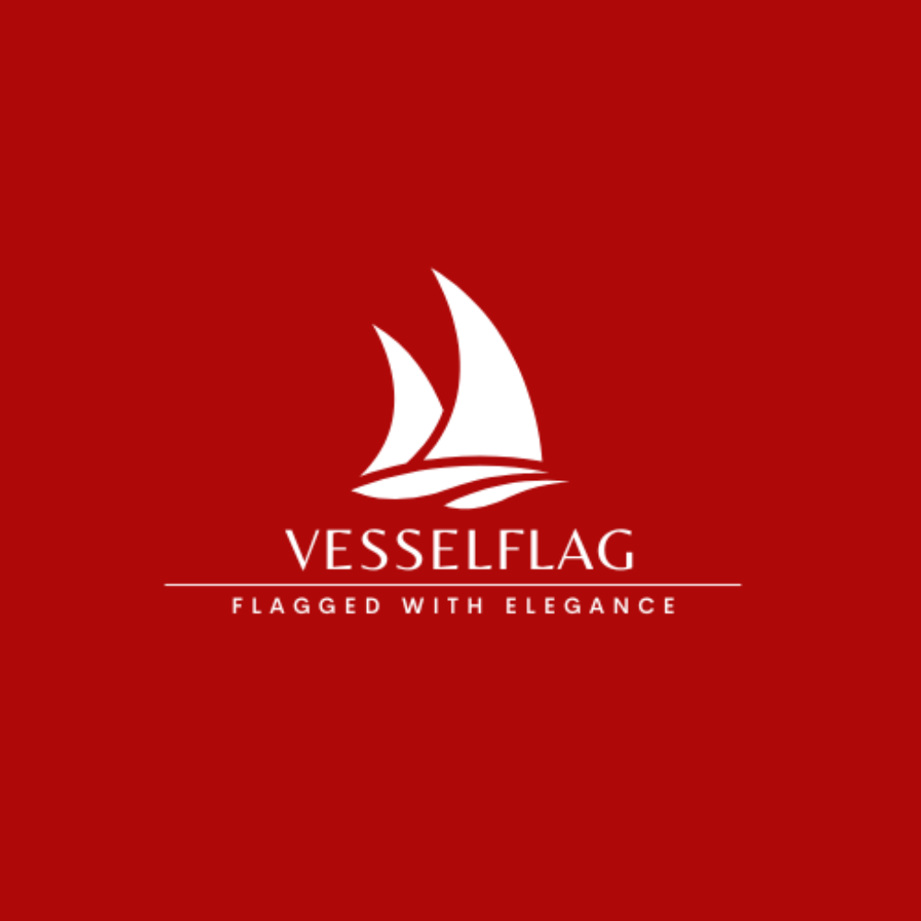 VesselFlag icon on a red background - Fast marine flag registration services