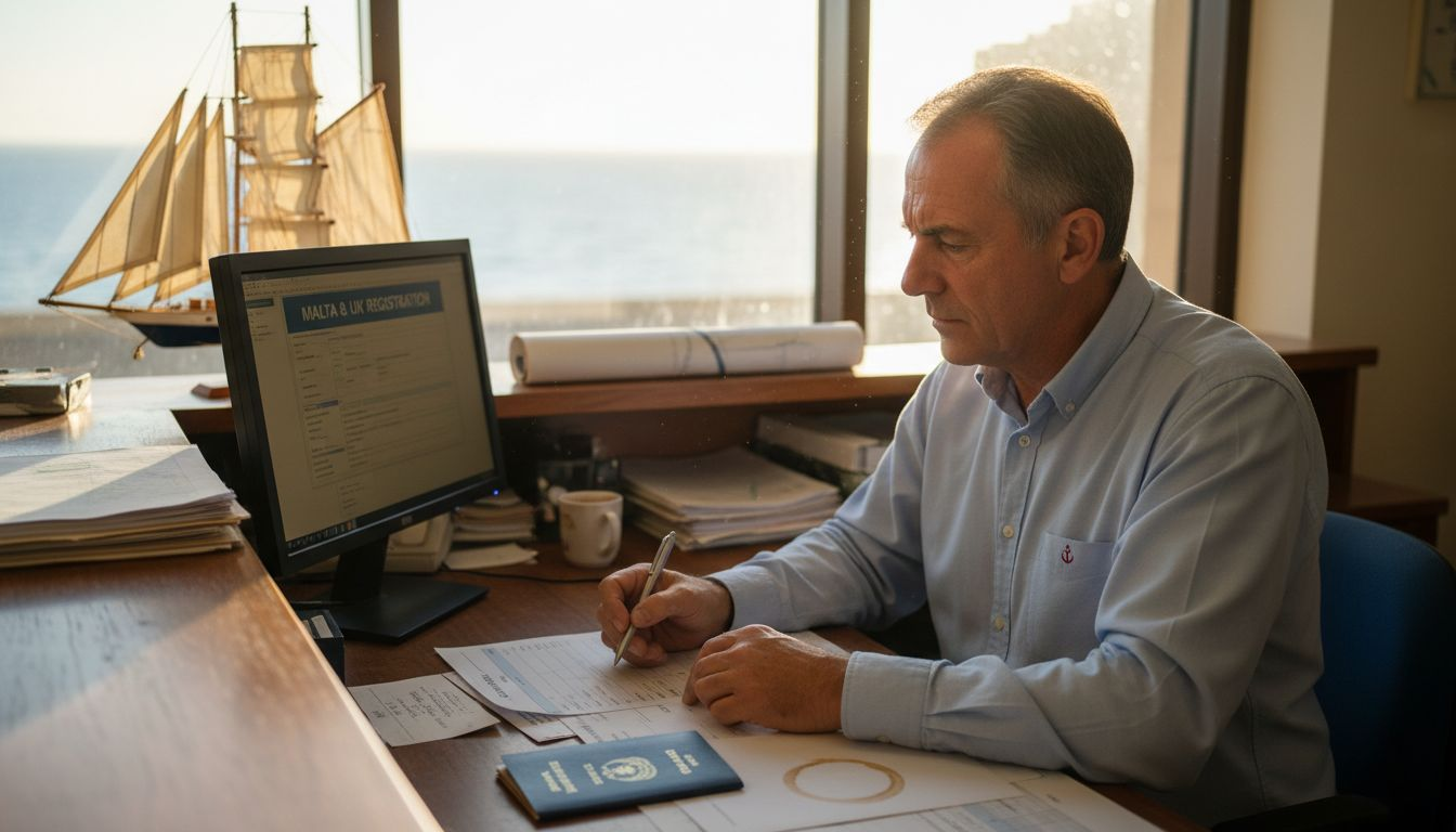 Boat registration clerk in coastal office