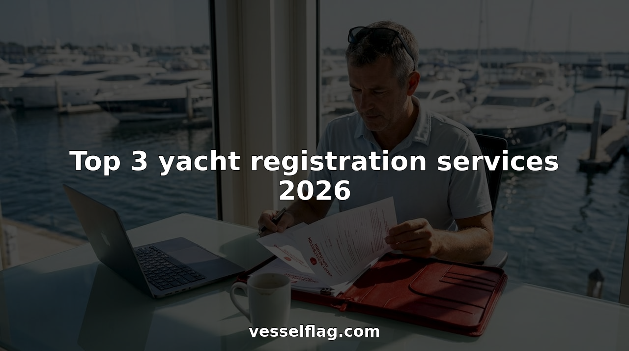Yacht owner reviewing paperwork at marina-side office