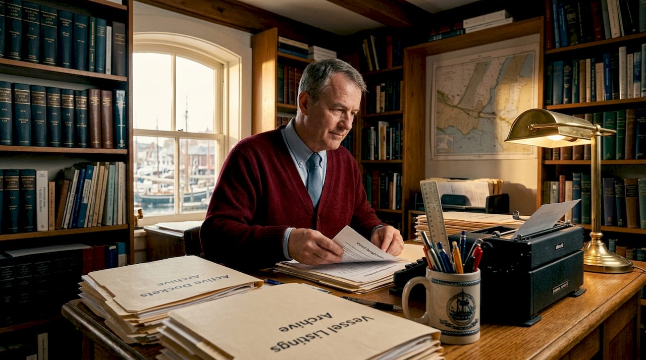 Administrator organizing vessel deregistration paperwork