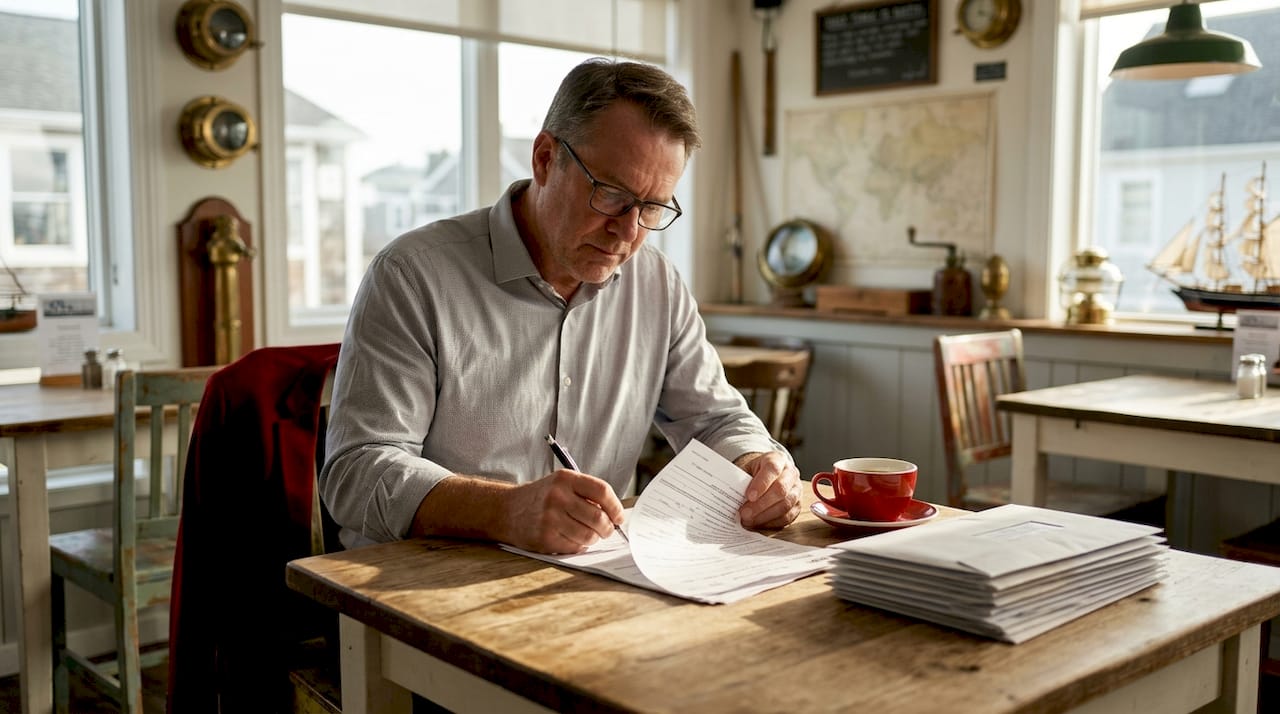 Ship owner filling vessel registration documents