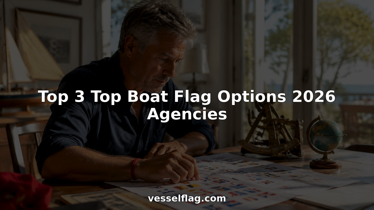 Man reviewing boat flag registration paperwork at desk
