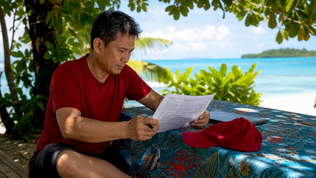 Man reviewing vessel registration documents