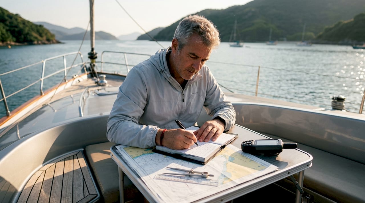 Marine surveyor documenting yacht sea trial