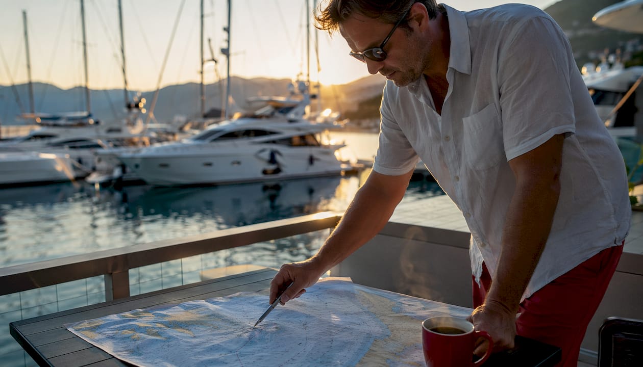 Professional planning yacht delivery route