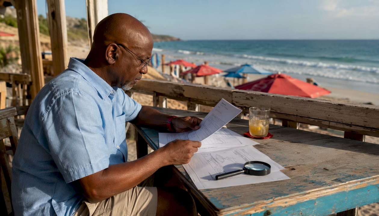 Man reviewing yacht registration documents