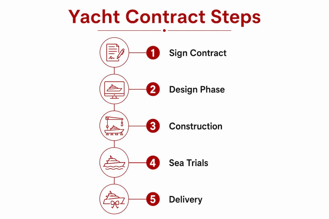 Infographic showing yacht contract process steps