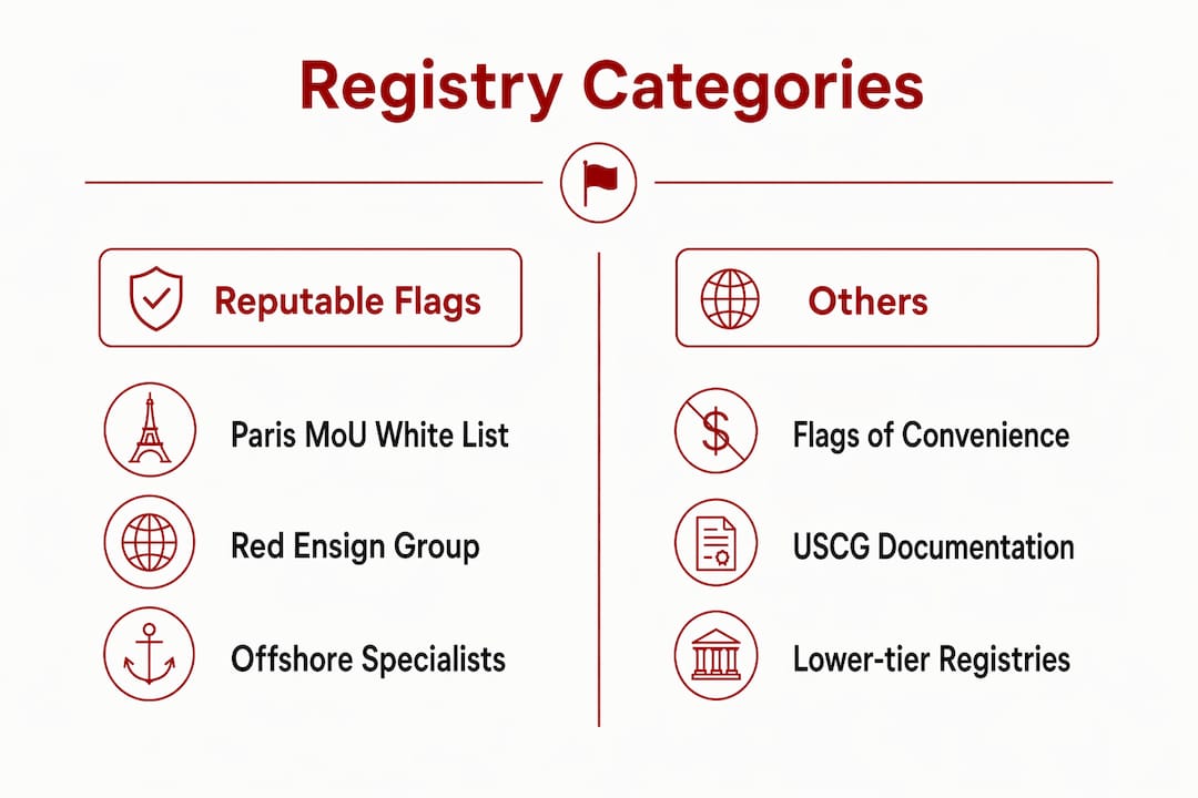 Infographic comparing charter vessel registry categories