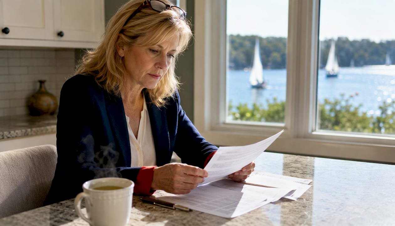 Woman reviewing vessel registration documents