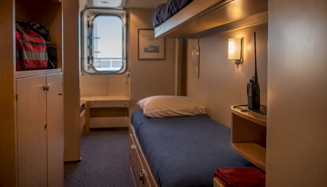 Calm crew rest quarters onboard ship