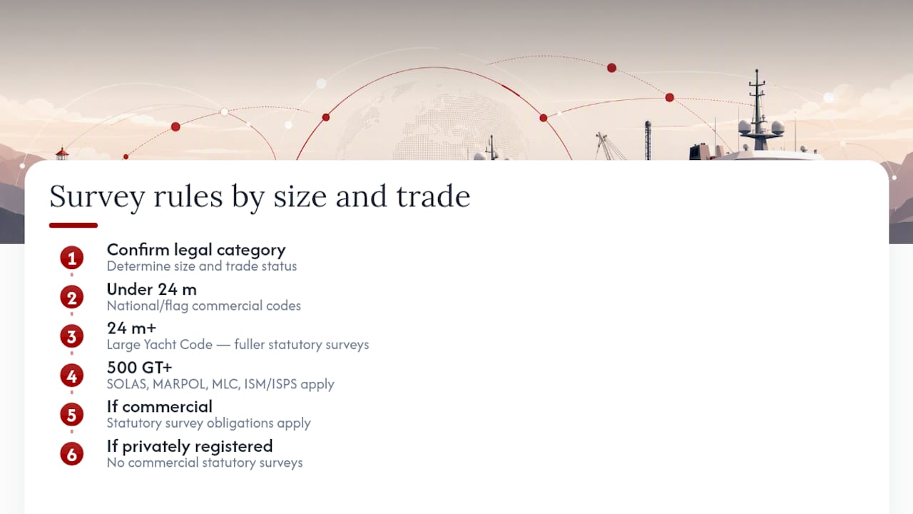 Diagram of yacht size and trade status survey classifications