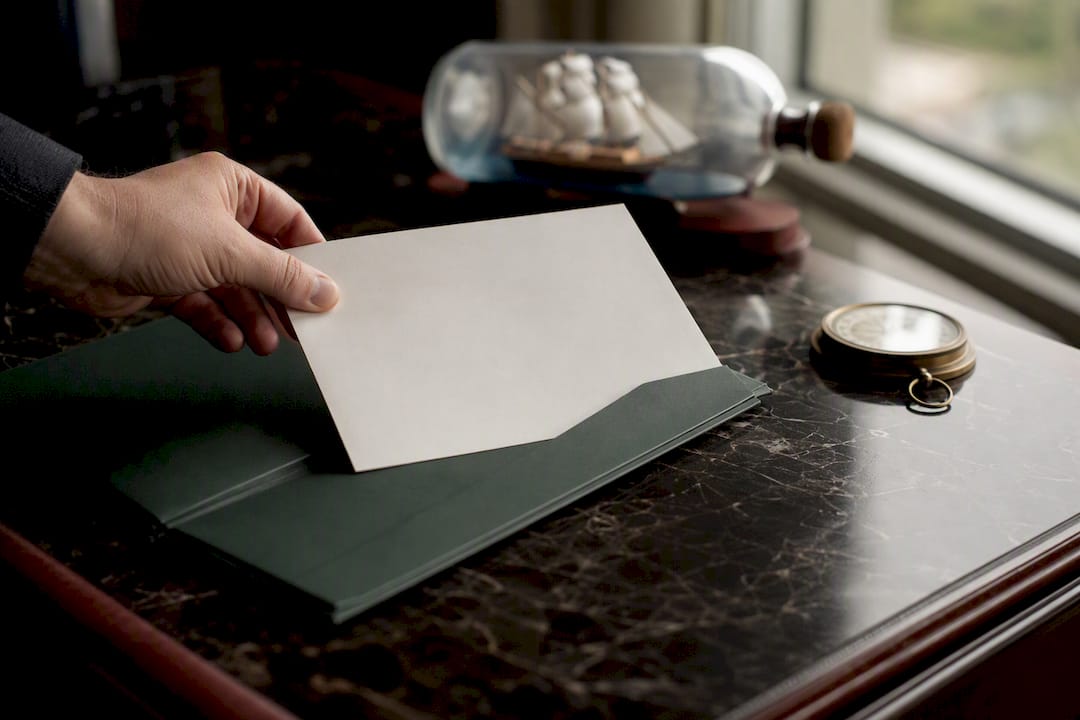 Hand filing yacht registration certificate