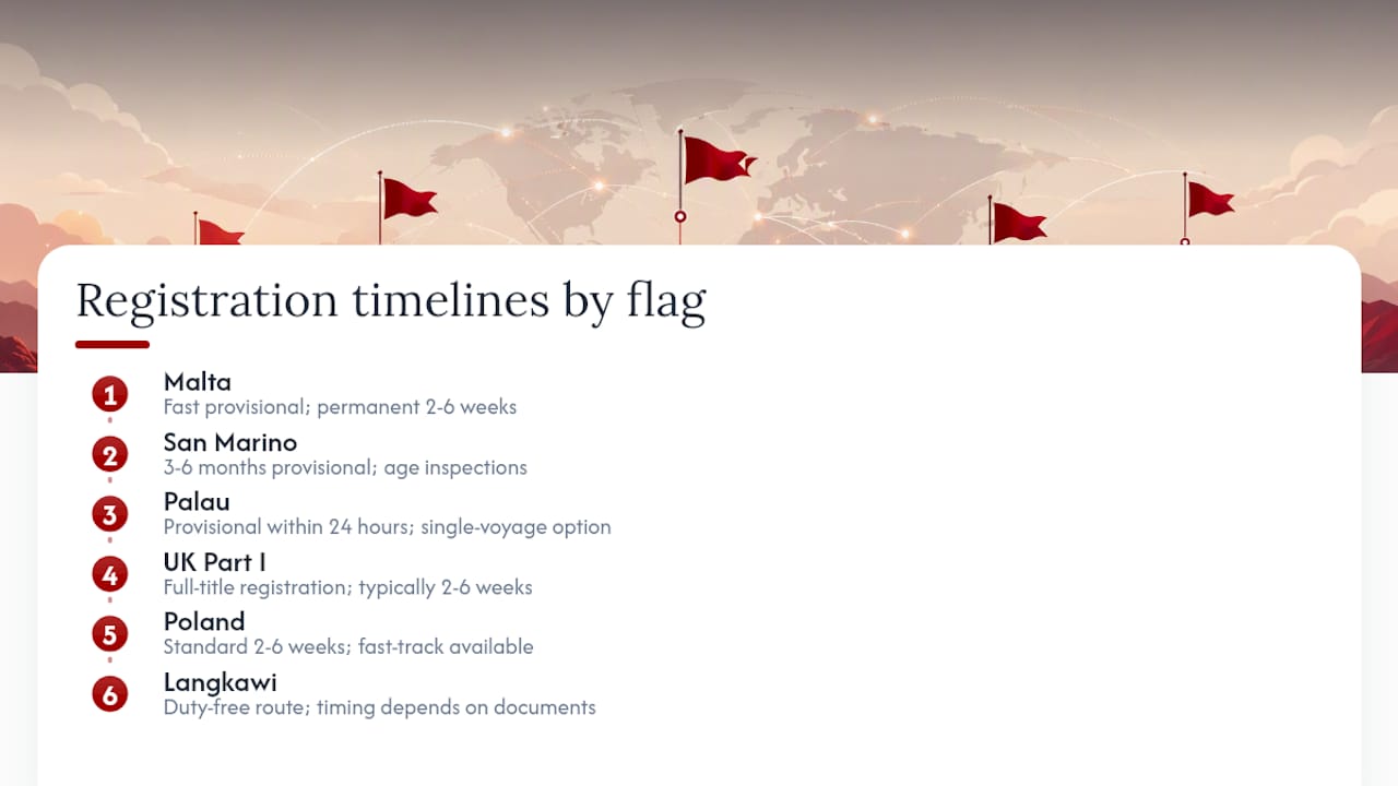 Diagram of yacht registration durations by flag