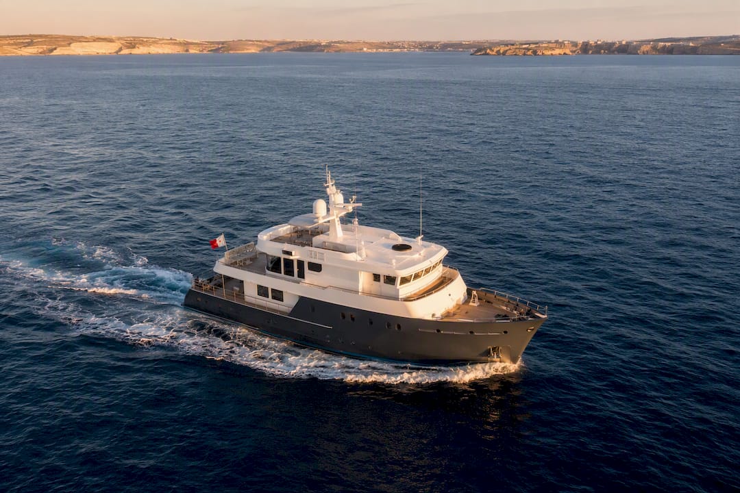 Commercial yacht cruising near Malta