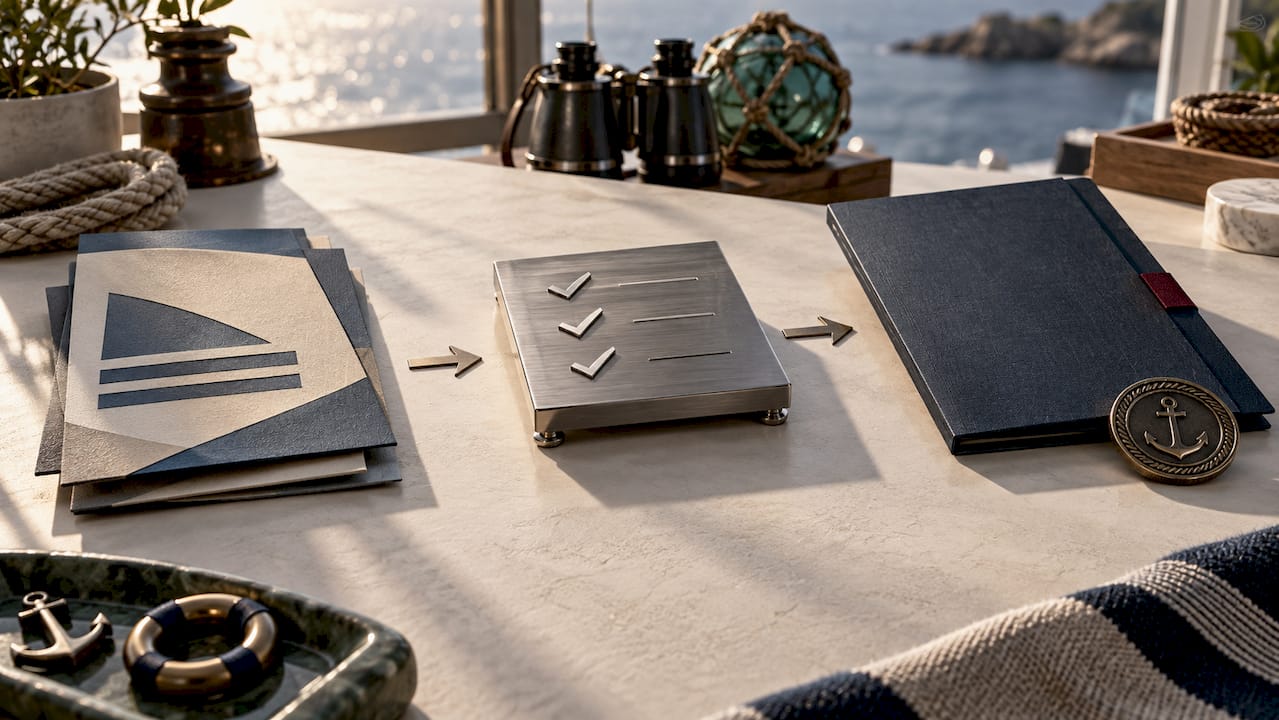 Illustrated yacht survey certification workflow