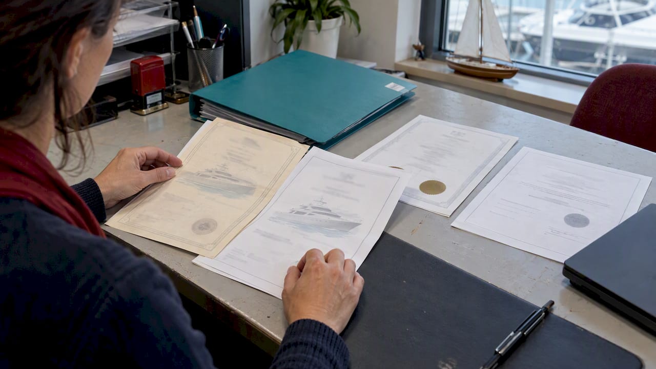 Yacht registration documents paired for translation