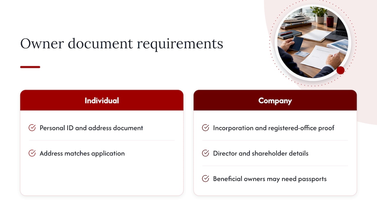 Individual owner or company: what you submit — overview diagram